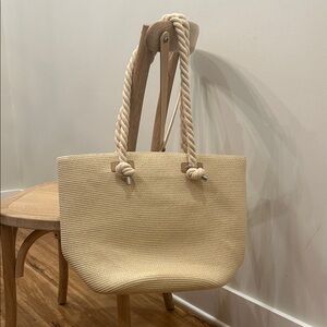 Chico's Cream Woven Tote with Rope Handles